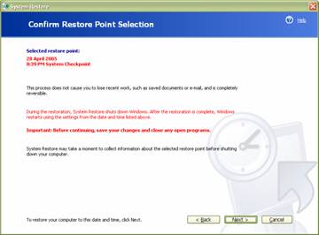 fig 6 selection confirmation window